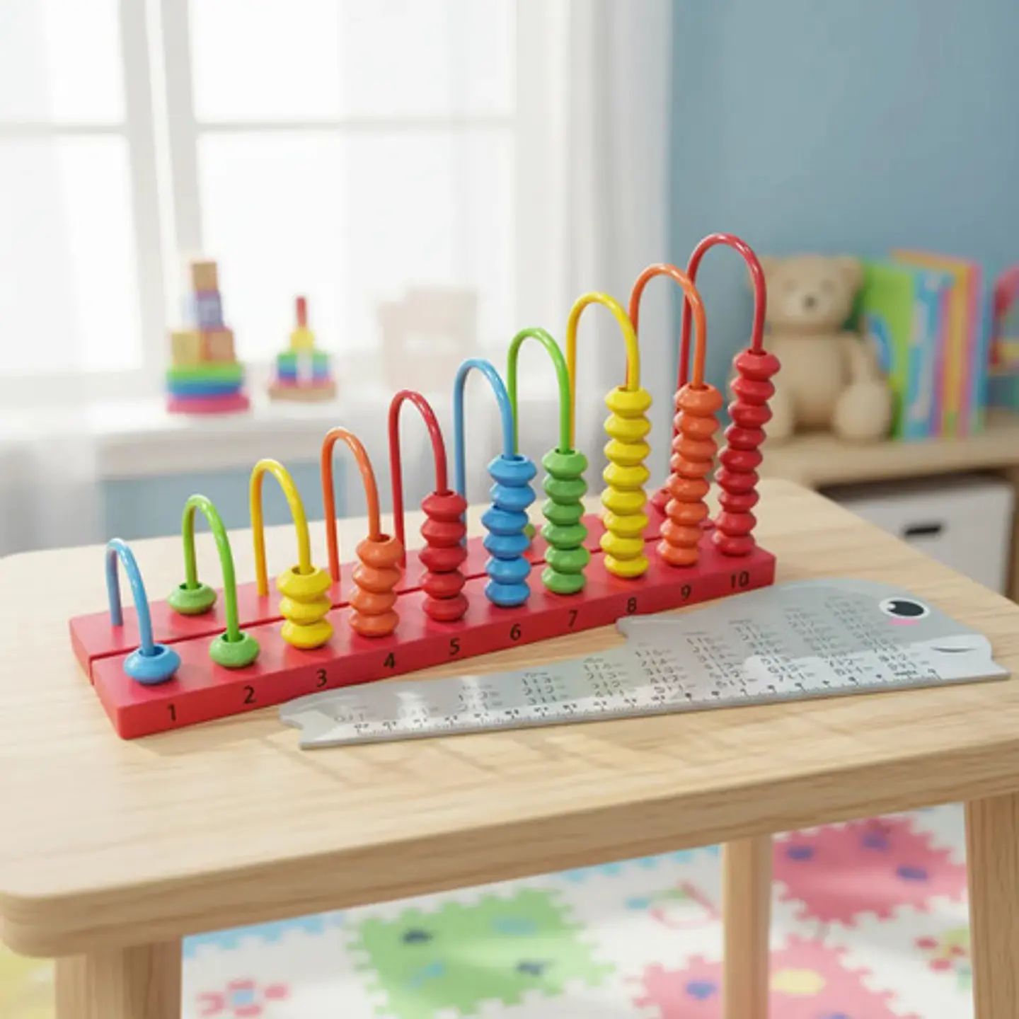 Abaco Cerrado Madera Grande Didáctico Aprender Niños Madera Multicolor 5