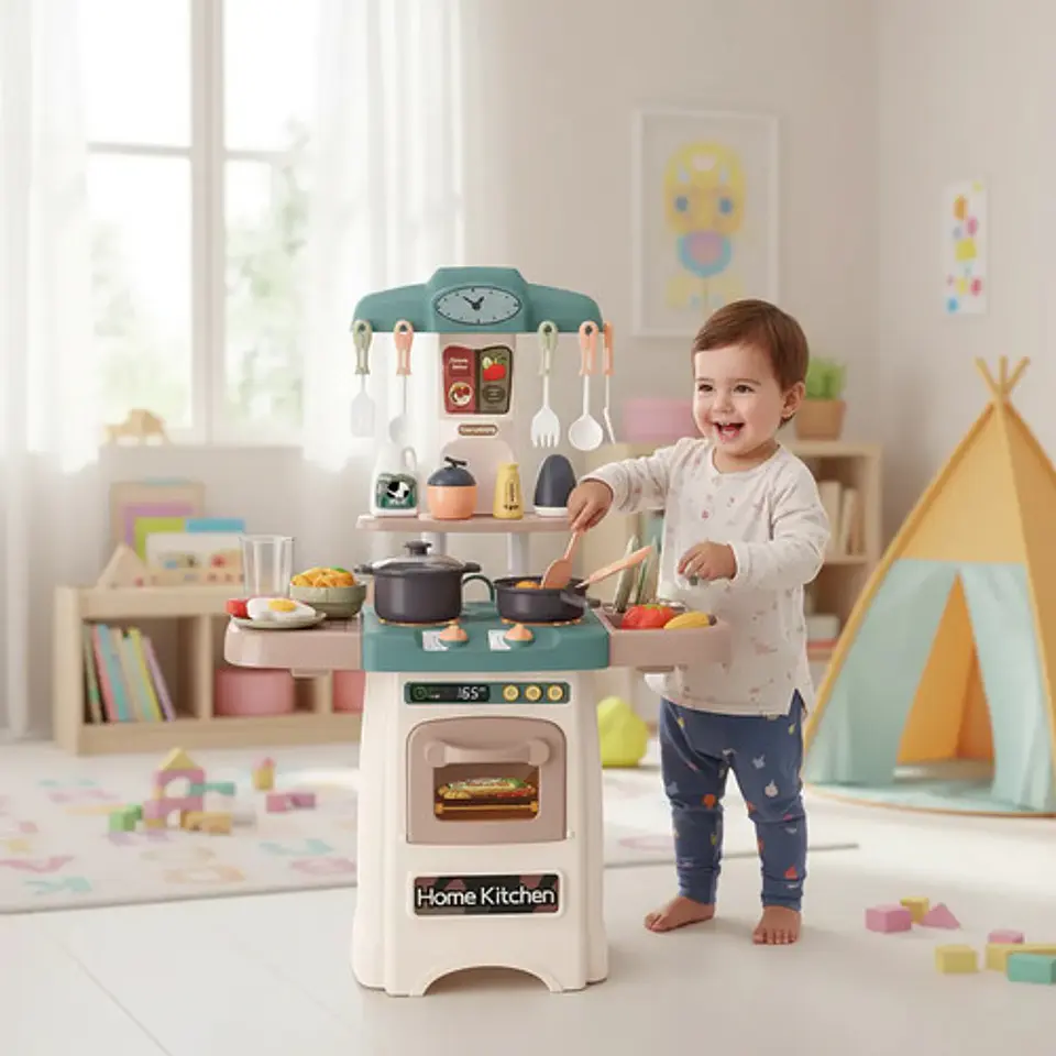 Set Cocina De Juguete Niñas Infantil Agua Sonidos Y Luz Azul 889-175 1