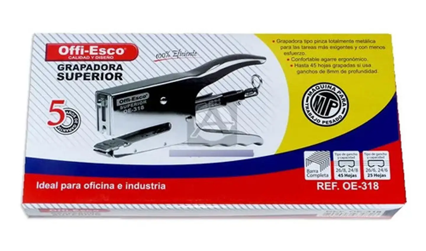 Cosedora Industrial Oe-318 45 Hojas Offiesco Metálico Grapa Color Plateado 0 2