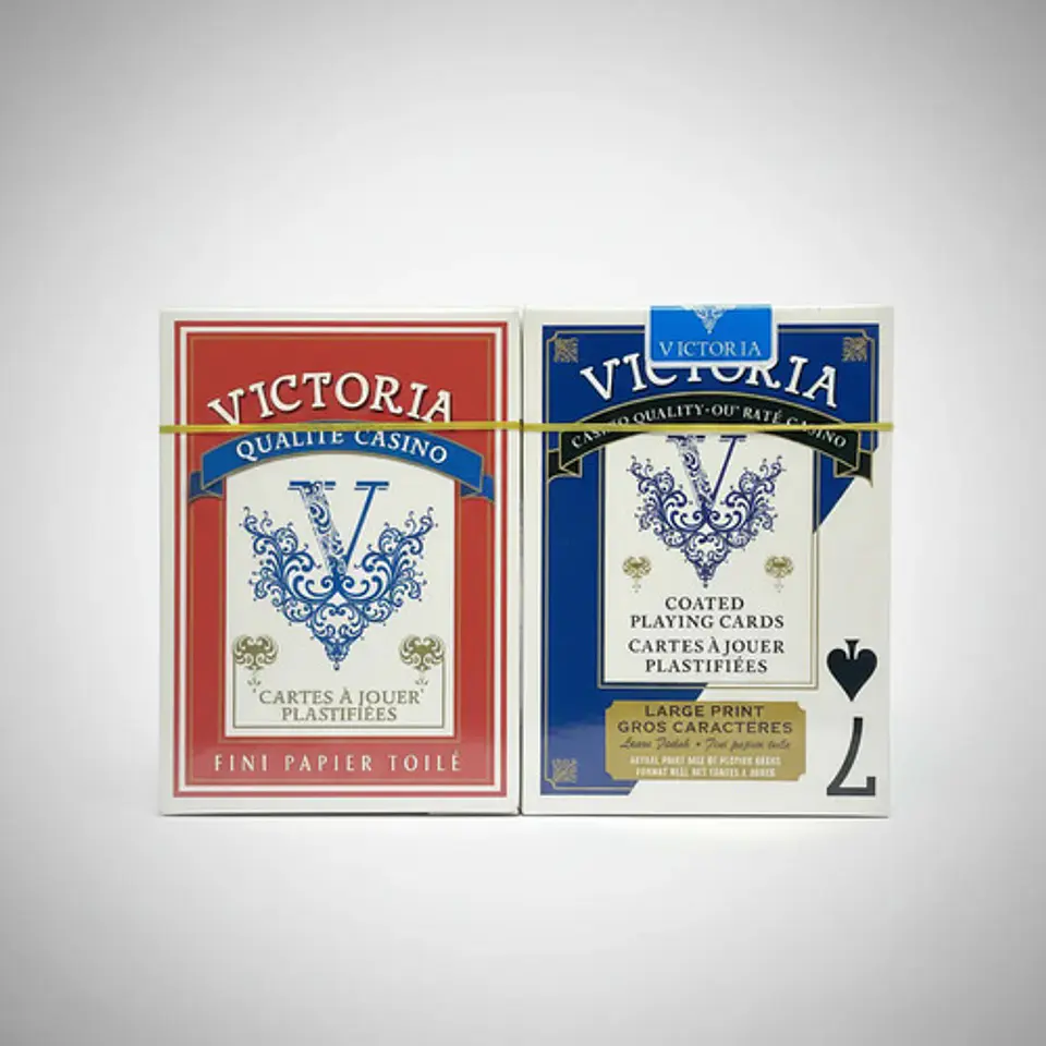 2barajas Cartas Póker Victoria Azul-roja Letras Grandes Lino Azul Y Rojo Azul/rojo Francés,inglés 1