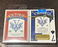 2barajas Cartas Póker Victoria Azul-roja Letras Grandes Lino Azul Y Rojo Azul/rojo Francés,inglés - Miniatura 3