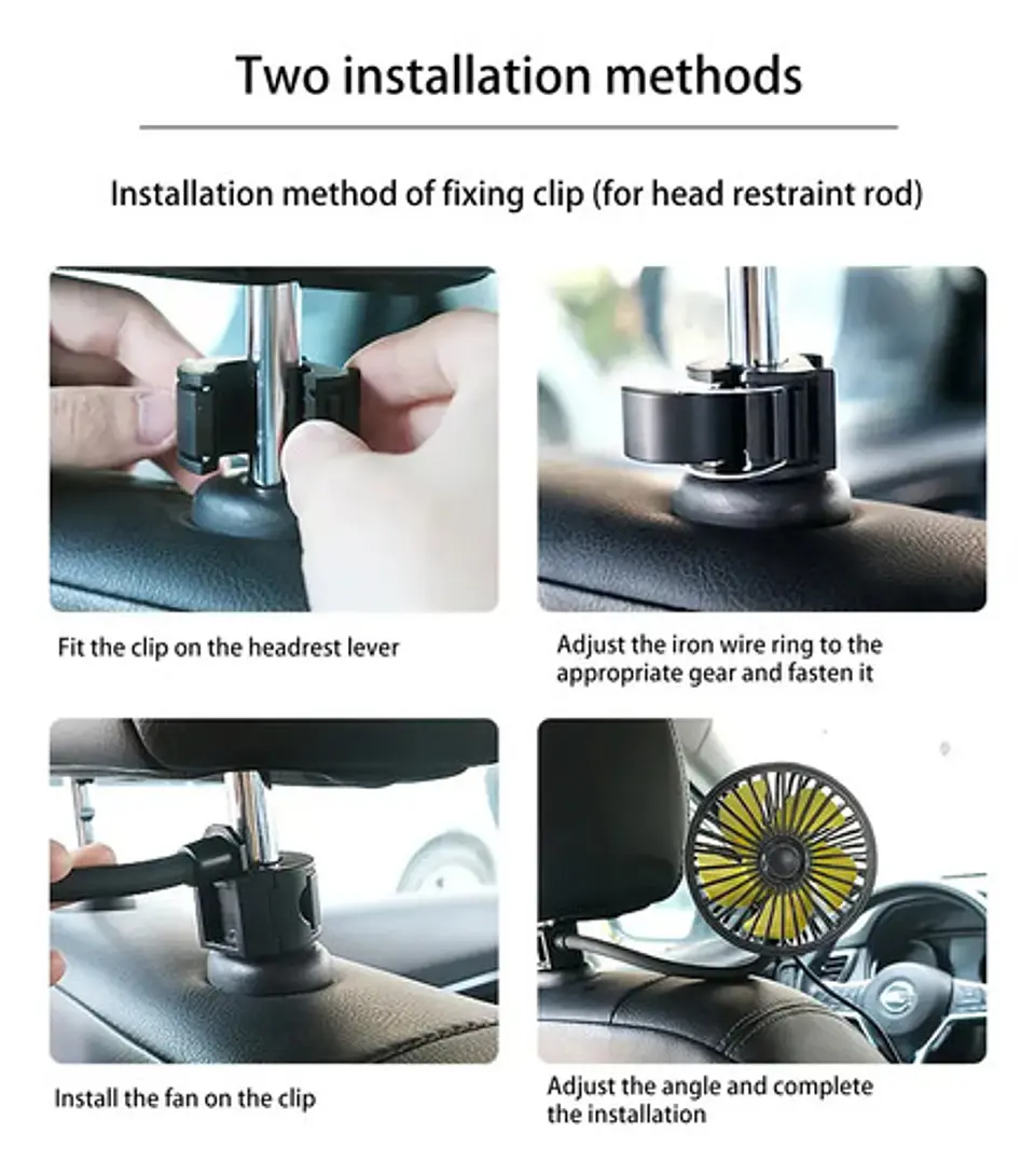 Ventilador Portatil Usb Flexible Adhesivo Cabecero De Carro 6