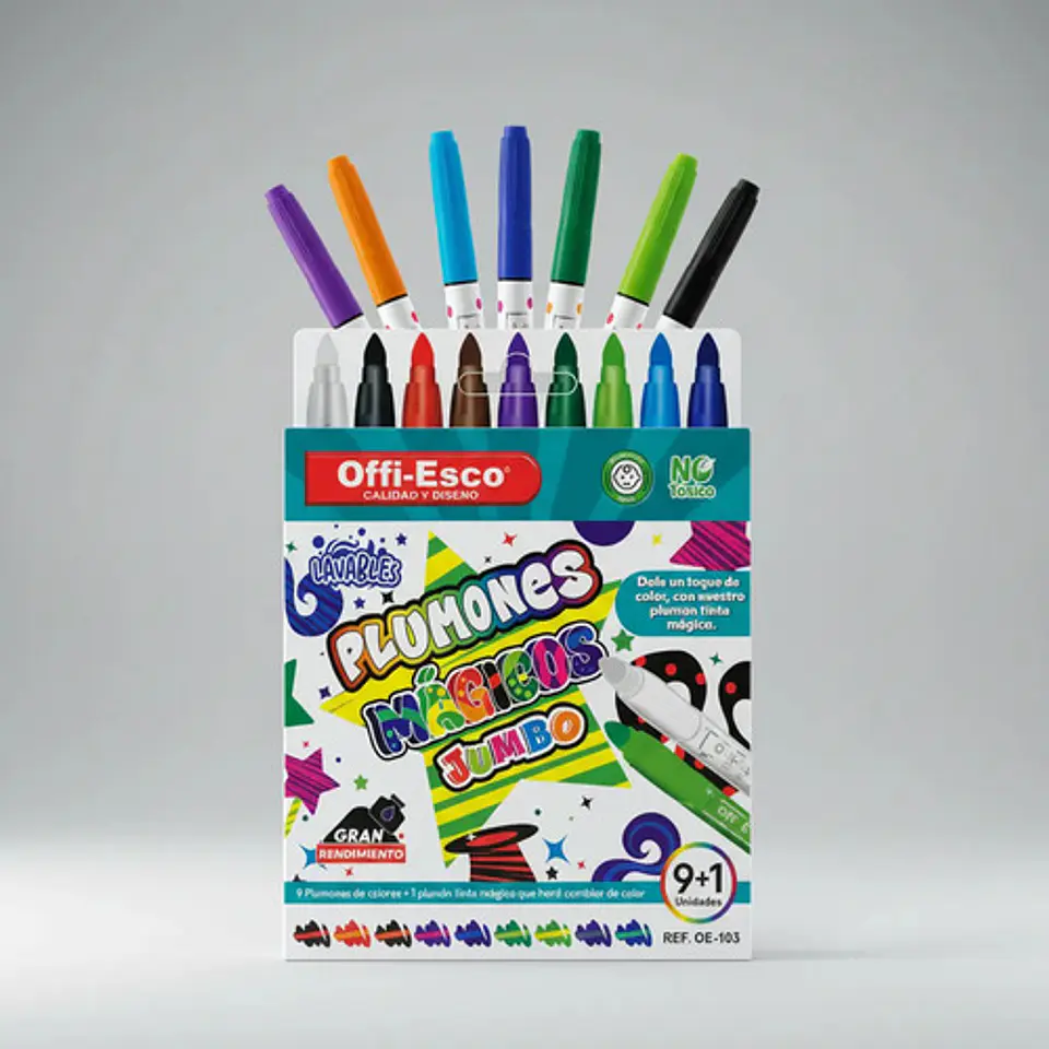 Plumones Mágicos Jumbo Offi-esco Lavables Cambia Color X10 4