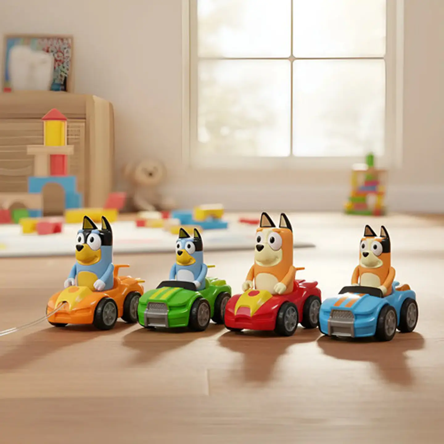Set De Carritos De Arrastre X4 Bluey Y Sus Amigos 2