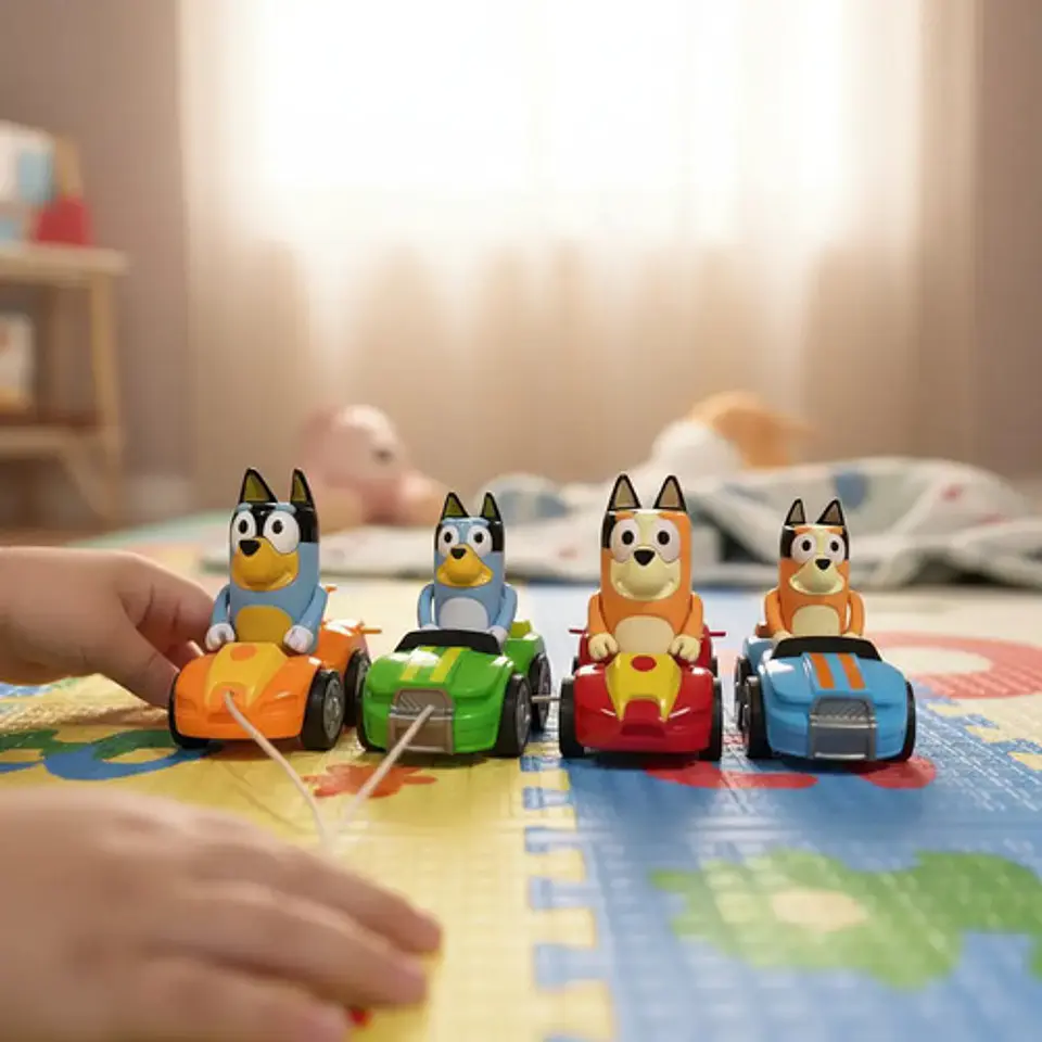 Set De Carritos De Arrastre X4 Bluey Y Sus Amigos 5