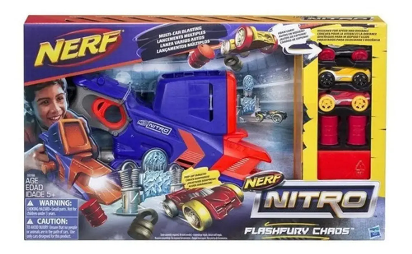 Lanzador De Coches Hasbro Flashfury Chaos C0788 Nerf Nitro Awesome Blue 1