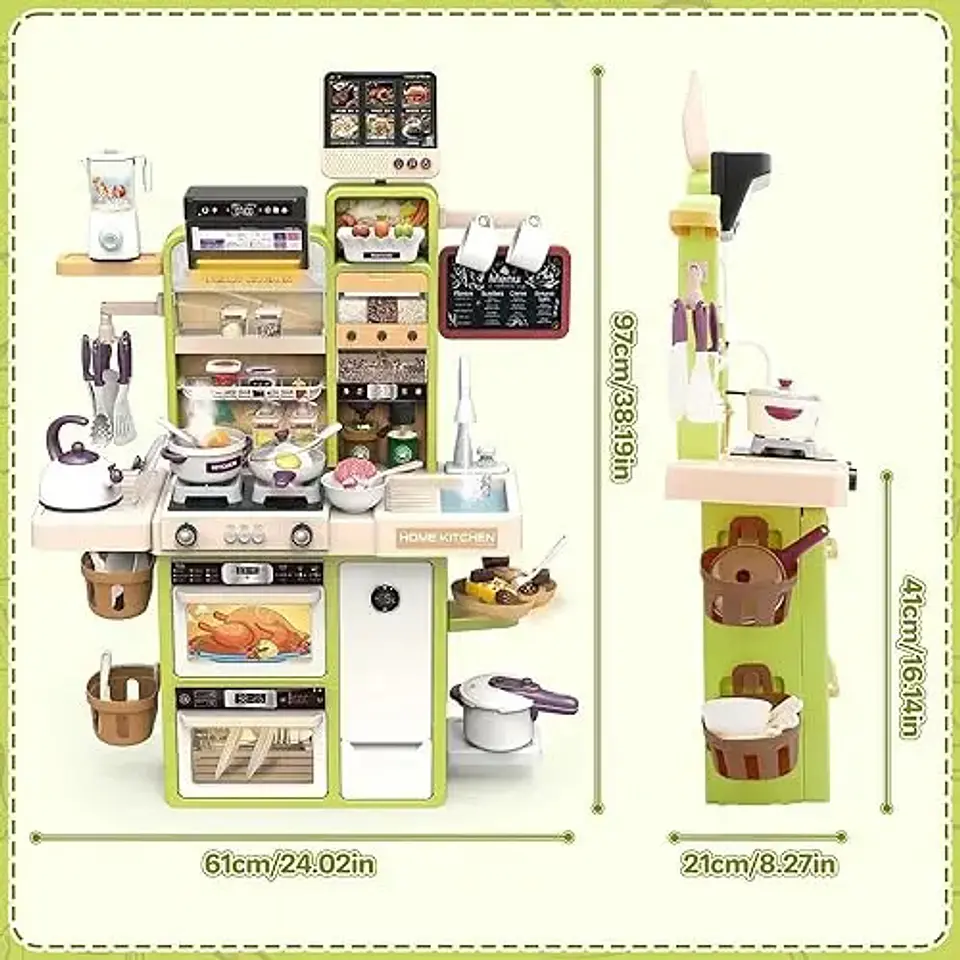 Cocina Inteligente 97cm Infantil Vapor Agua Electrodoméstico 5