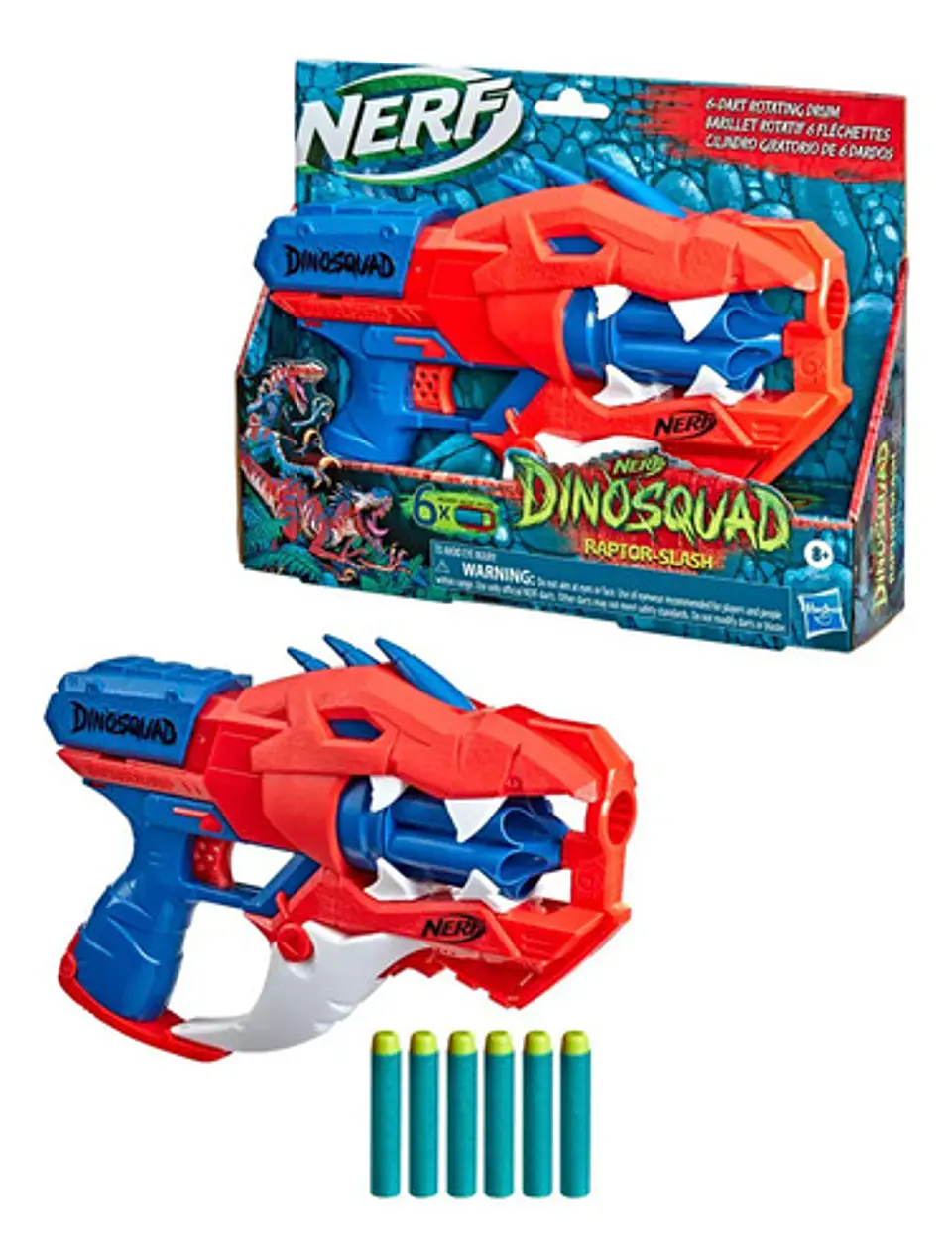 Lanzador Nerf Dinosquad Raptor Slash 6 Dardos Rojo 8