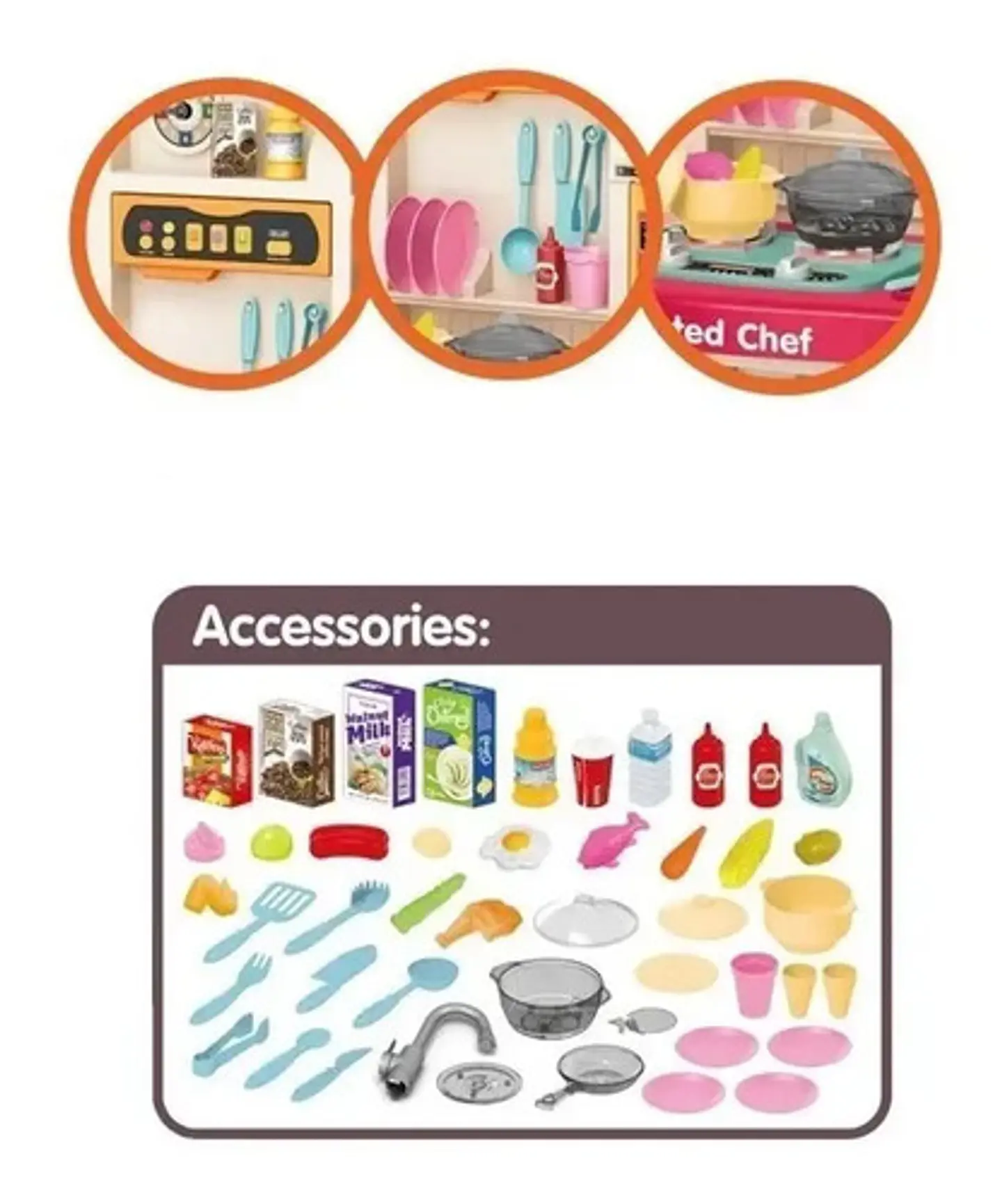 Cocina Infantil Grande Chef 97cm Agua Vapor Sonidos 74pcs Color 922-108 Azul 3