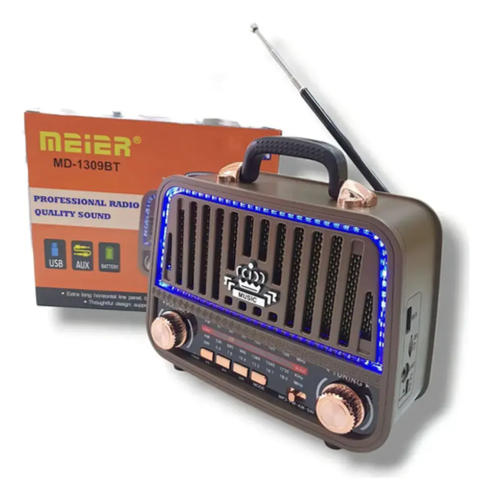 Radio Parlante Portátil Vintage Meier M-115bt Bluetooth Usb 4