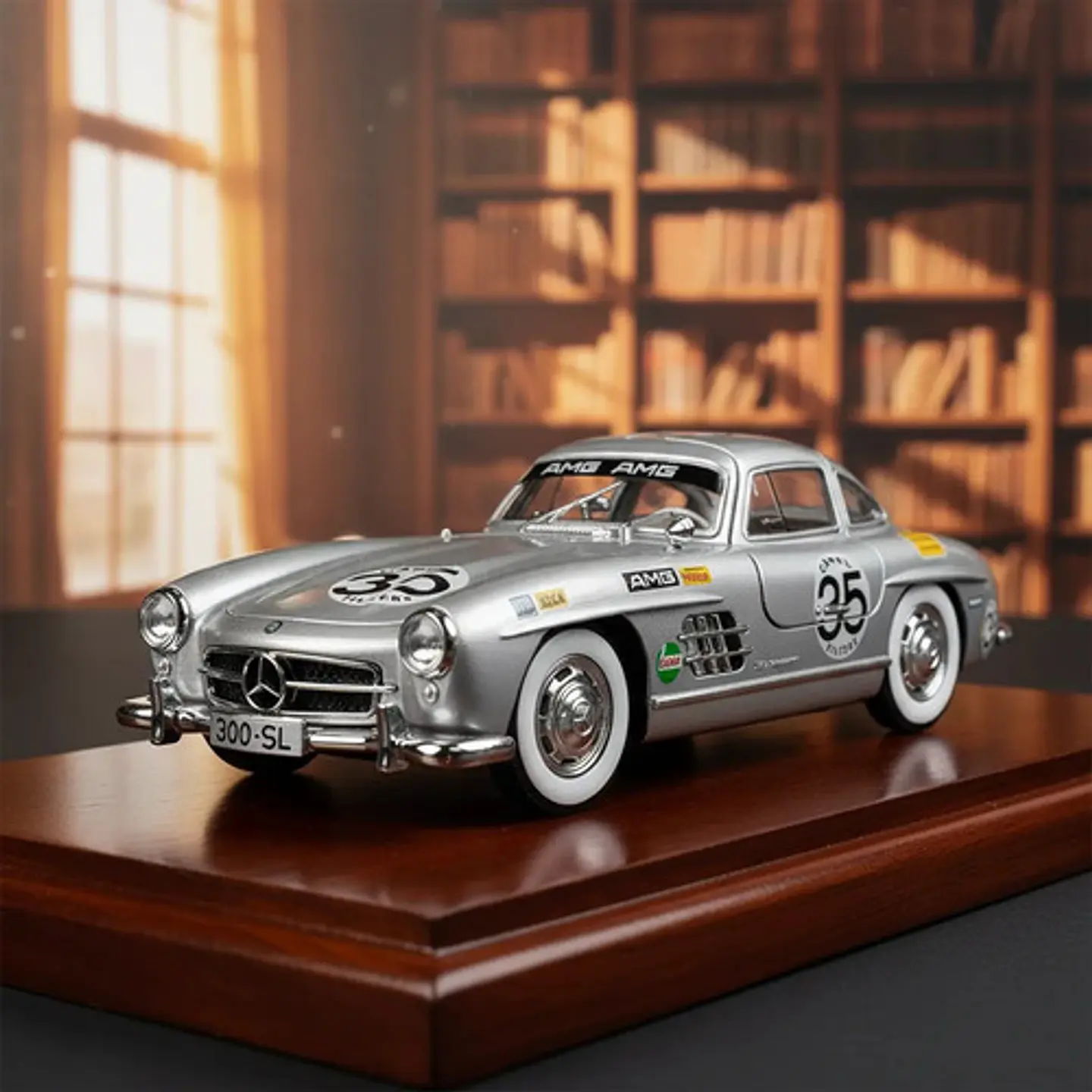 Mercedes Benz 300sl Miniautos Metal Con Luces Y Sonido 1/24w Color Negro 1