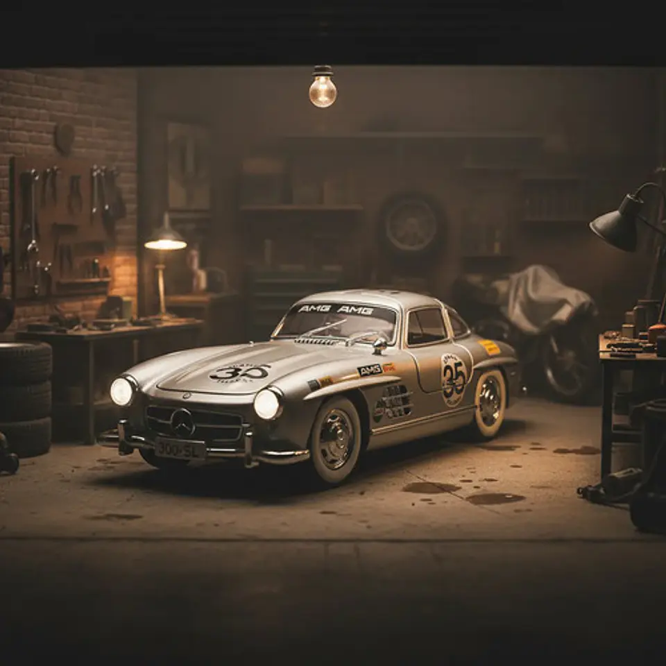 Mercedes Benz 300sl Miniautos Metal Con Luces Y Sonido 1/24w Color Negro 3