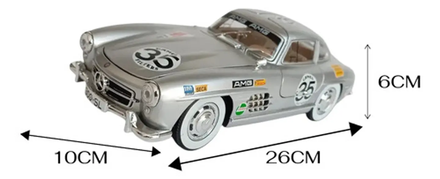 Mercedes Benz 300sl Miniautos Metal Con Luces Y Sonido 1/24w Color Negro 6