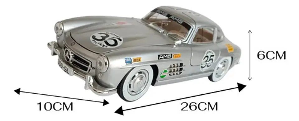 Mercedes Benz 300sl Miniautos Metal Con Luces Y Sonido 1/24w Color Negro 6