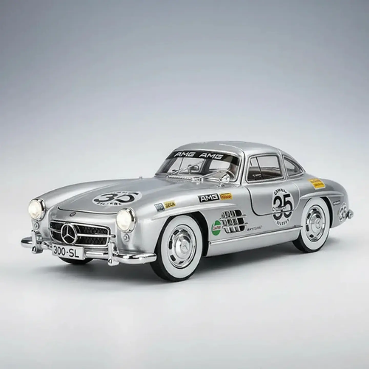Mercedes Benz 300sl Miniautos Metal Con Luces Y Sonido 1/24w Color Negro 7