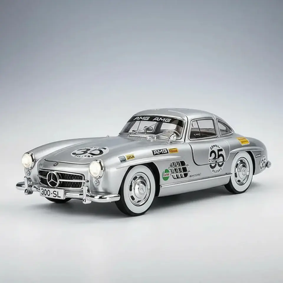 Mercedes Benz 300sl Miniautos Metal Con Luces Y Sonido 1/24w Color Negro 7