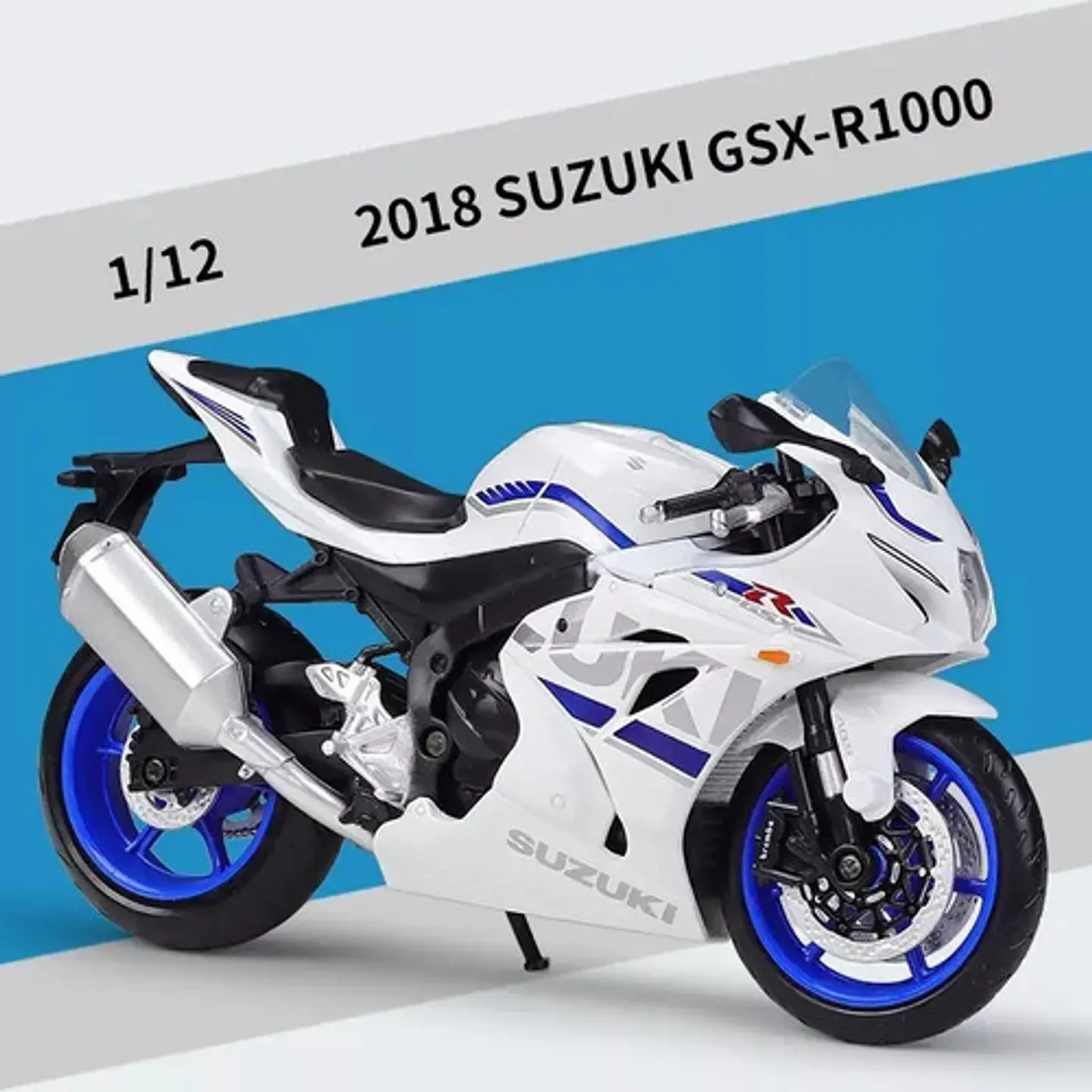 Suzuki Gsx-r1000 Modelo 1:12 Metal Moto Colección Color 1000r-blanco Suzuki Gsx-r1000 Metal Motocicleta Model Coleccionable 1:12 2