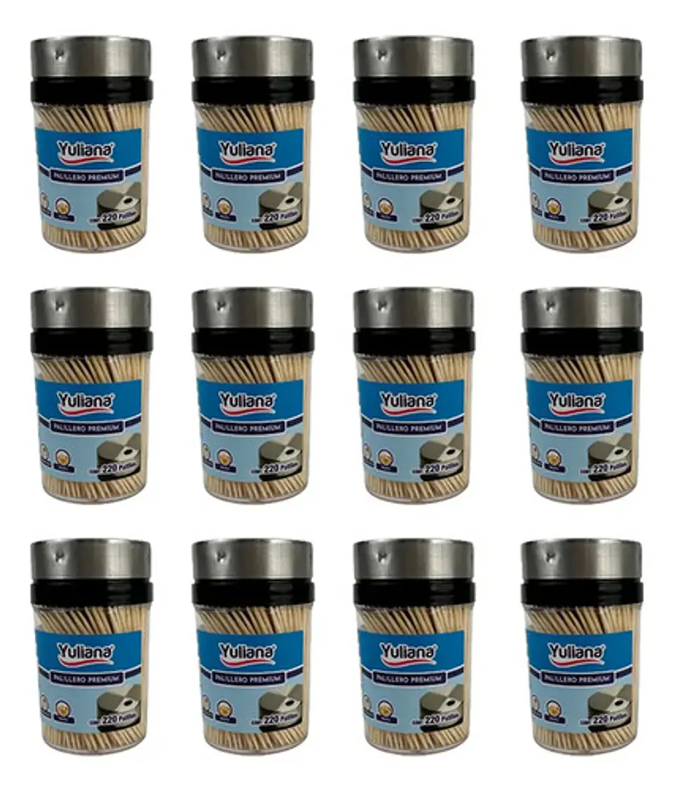 Palillero Premium Tapa De Acero Con 220 Palillos 12 Piezas Color Transparente 1