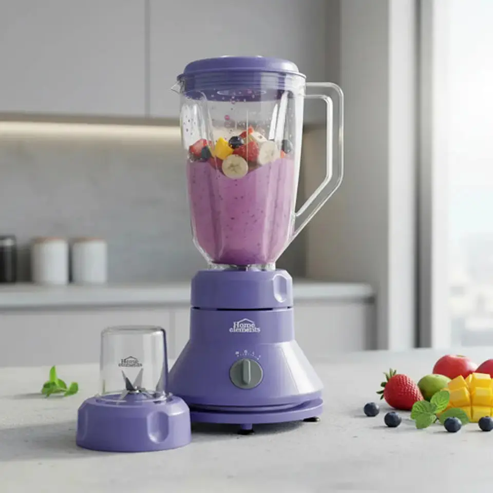 Licuadora Con Pica Todo 2 Velocidades + Pulso Home Elements Color Violeta 4