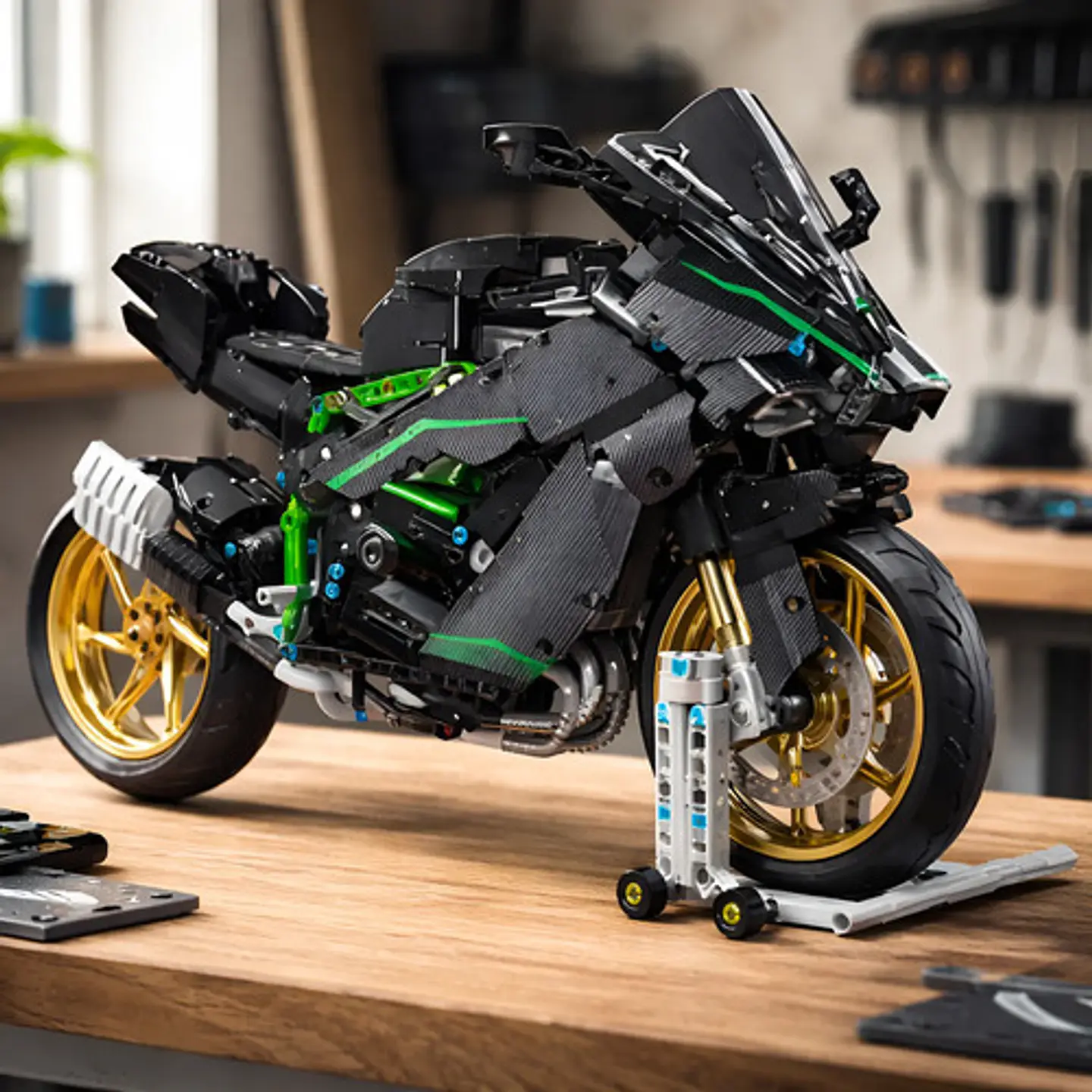 Moto Kawasaki H2r Para Armar Tipo Technic 1885 Piezas T4019 1