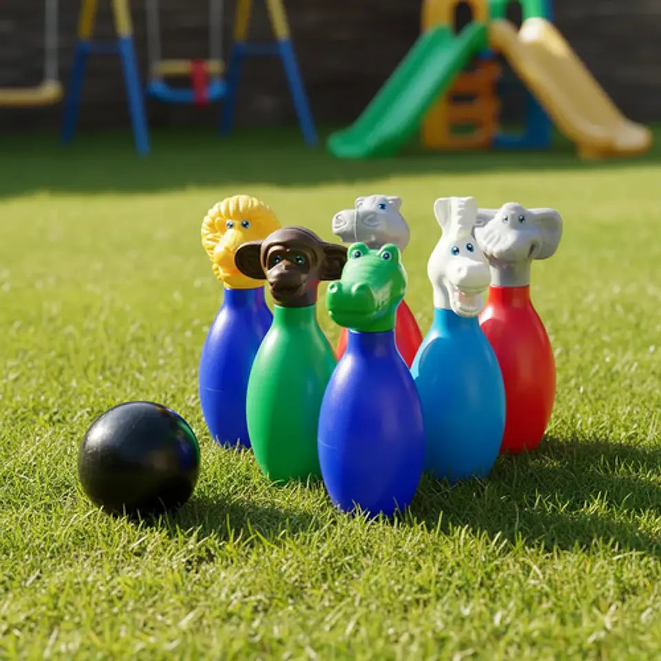 Juego Bolos 30cm Animales Salvajes Juguete Didáctico Niños Bolsa 1
