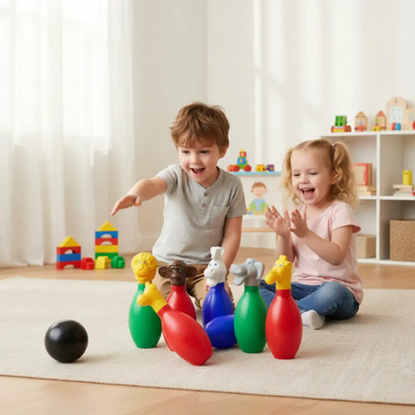 Juego Bolos 30cm Animales Salvajes Juguete Didáctico Niños Bolsa 3