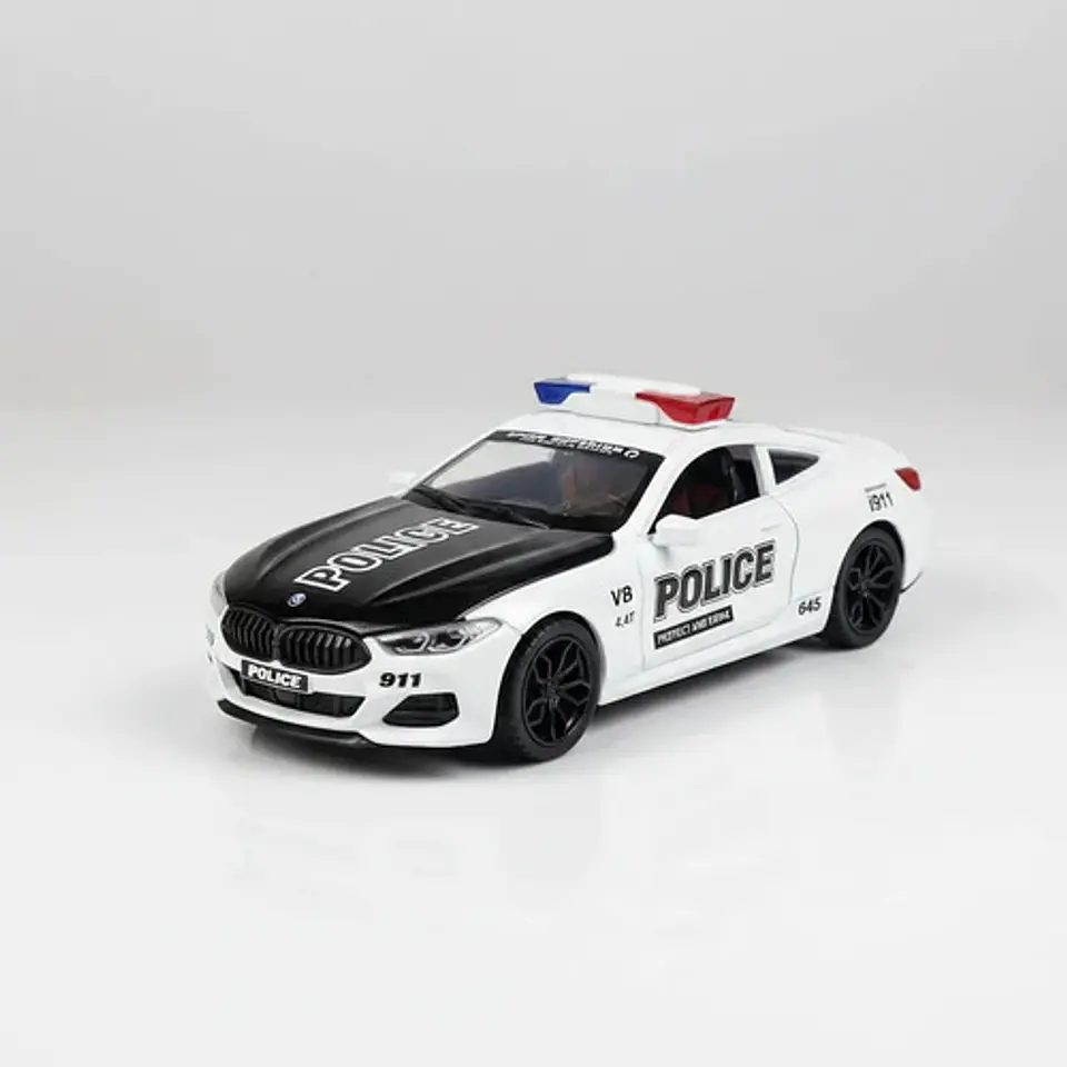 Carro Patrulla Policía Bmw Juguete Metálico Con Luces Y Soni 1