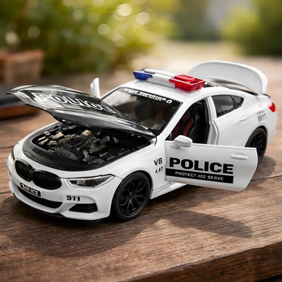 Carro Patrulla Policía Bmw Juguete Metálico Con Luces Y Soni 2