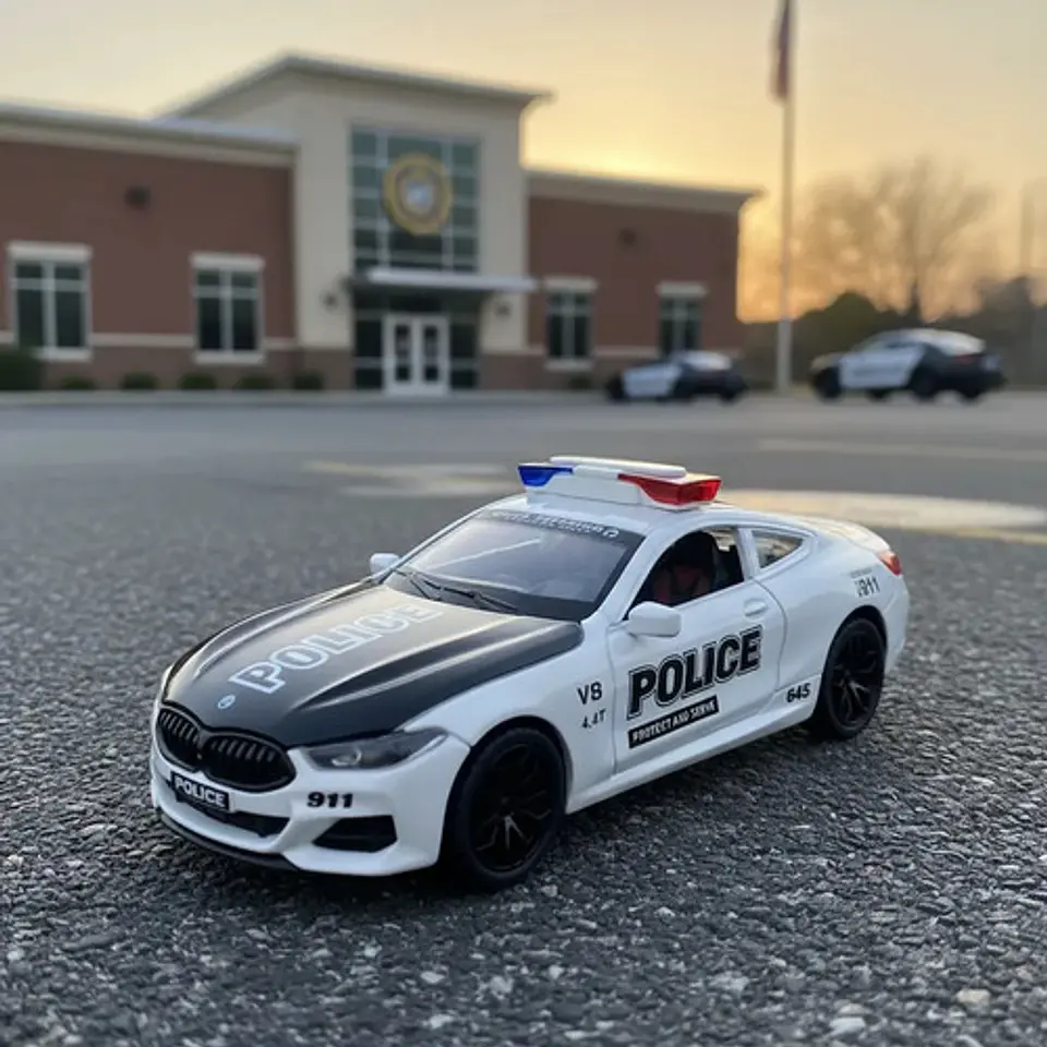 Carro Patrulla Policía Bmw Juguete Metálico Con Luces Y Soni 3