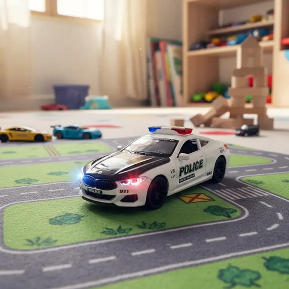 Carro Patrulla Policía Bmw Juguete Metálico Con Luces Y Soni 4