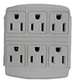 Multitoma De Pared Con 6 Tomas Y Polo A Tierra, Color Beige - Miniatura 1
