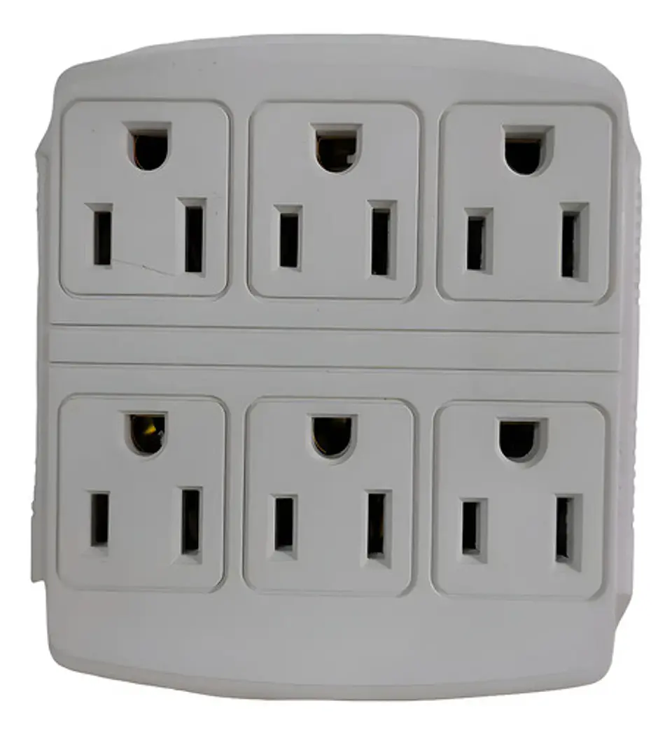 Multitoma De Pared Con 6 Tomas Y Polo A Tierra, Color Beige 1