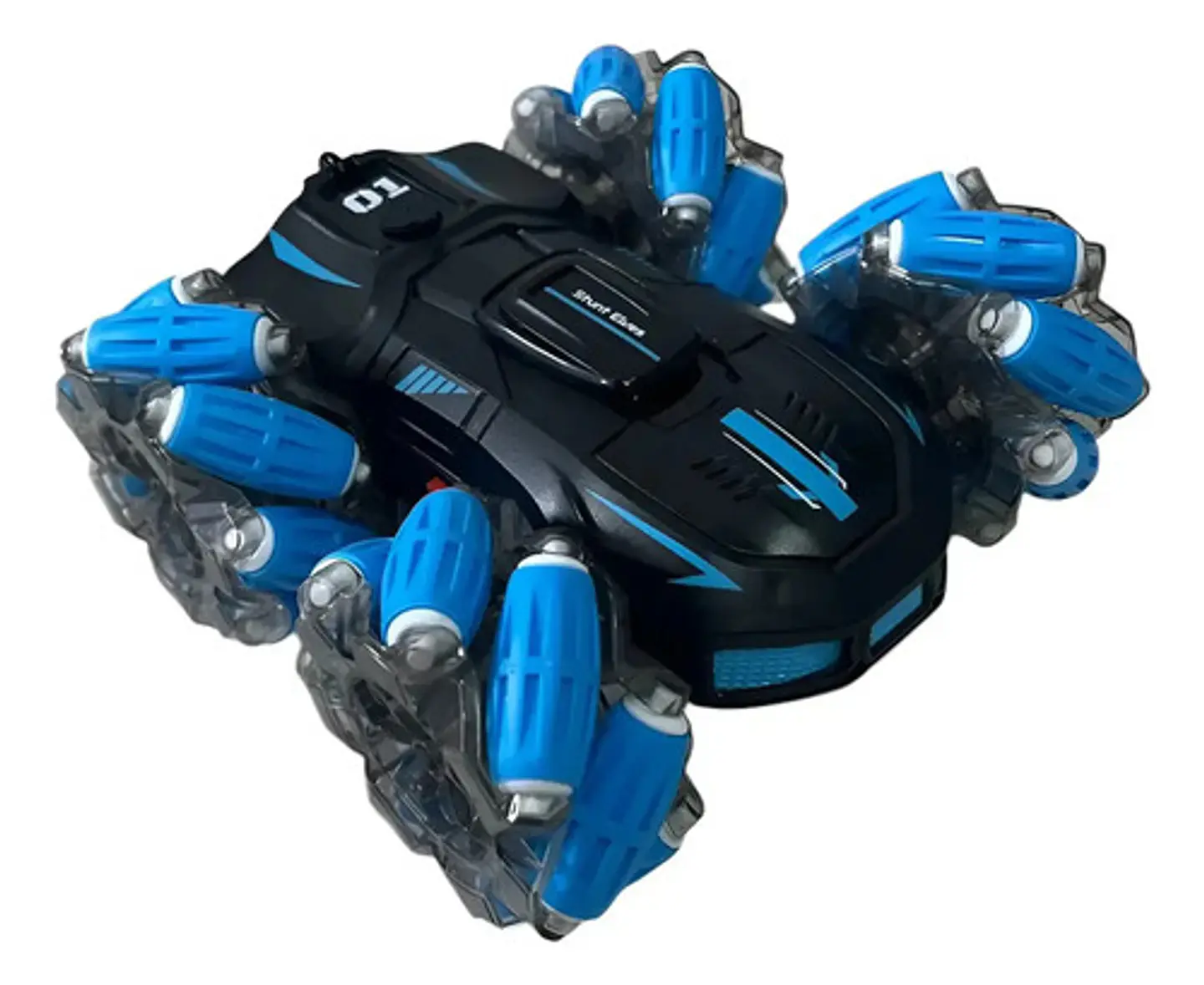 Carro Loco Control Remoto Doble Cara Reloj Luces Sonidos Color Negro Con Azul 3