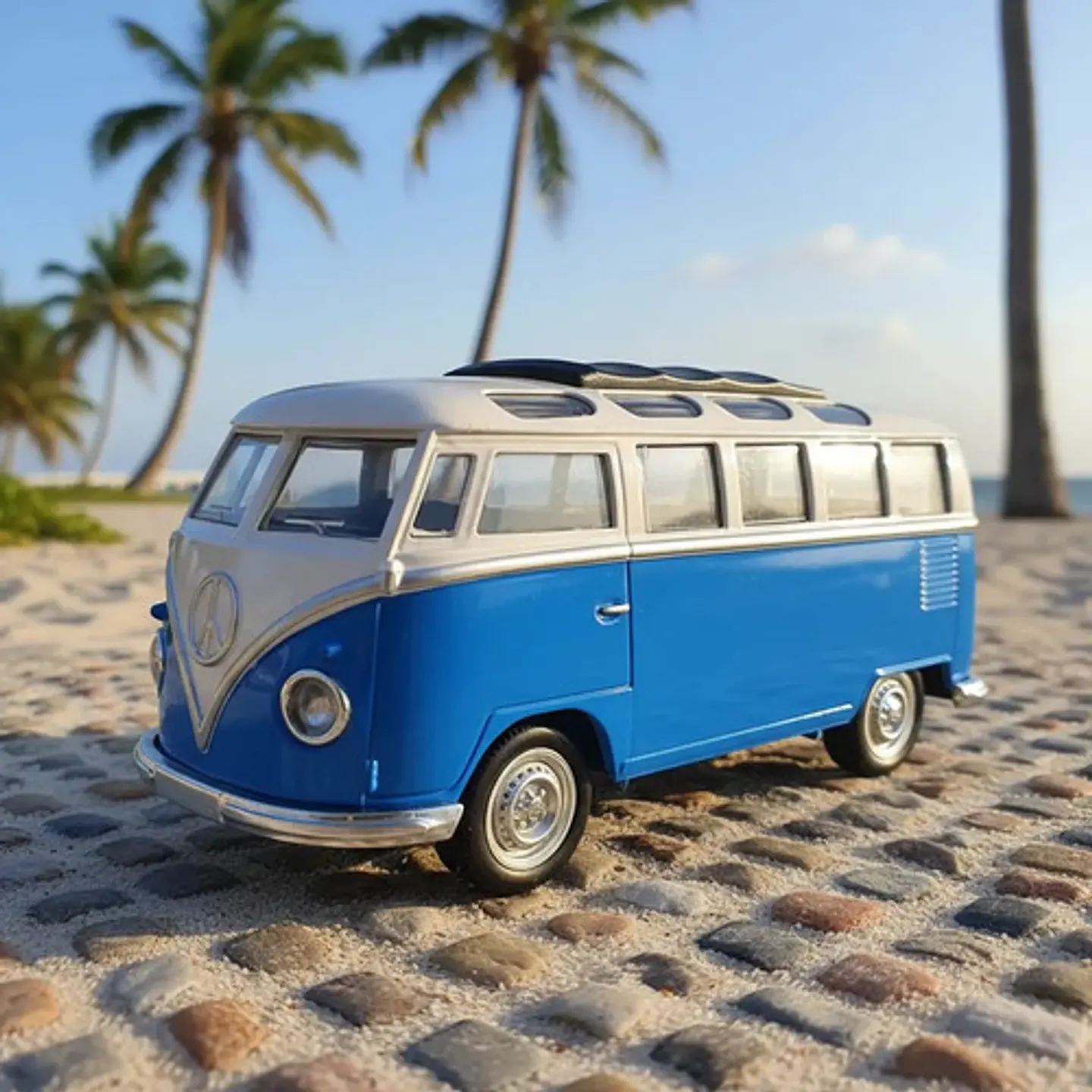 Carro A Escala 1:32 Volkswagen Kombi Clásica De Colección Azul Acero 3