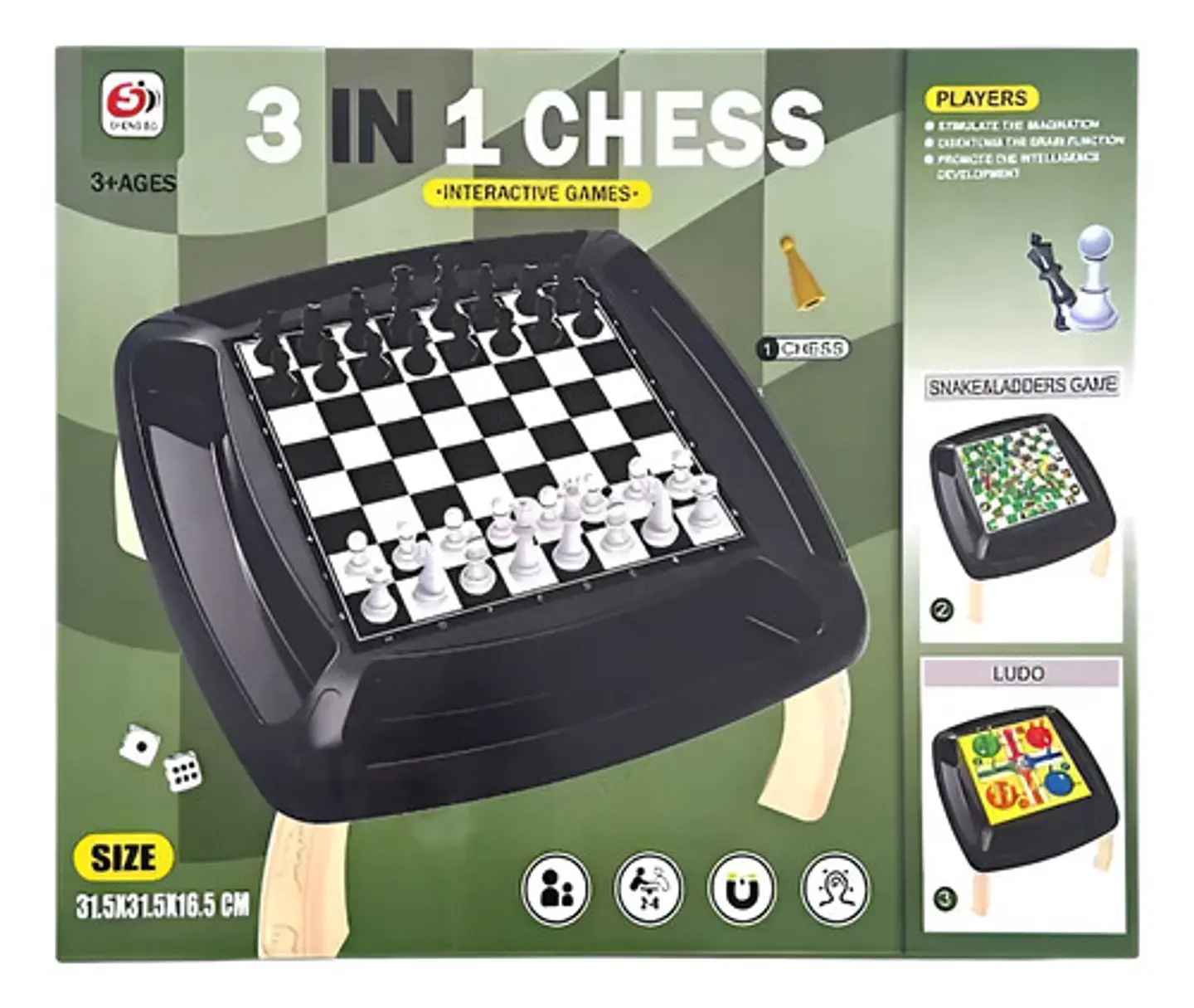Juego De Mesa 3 En 1 Ajedrez, Parqués Y Escaleras Magnético 2