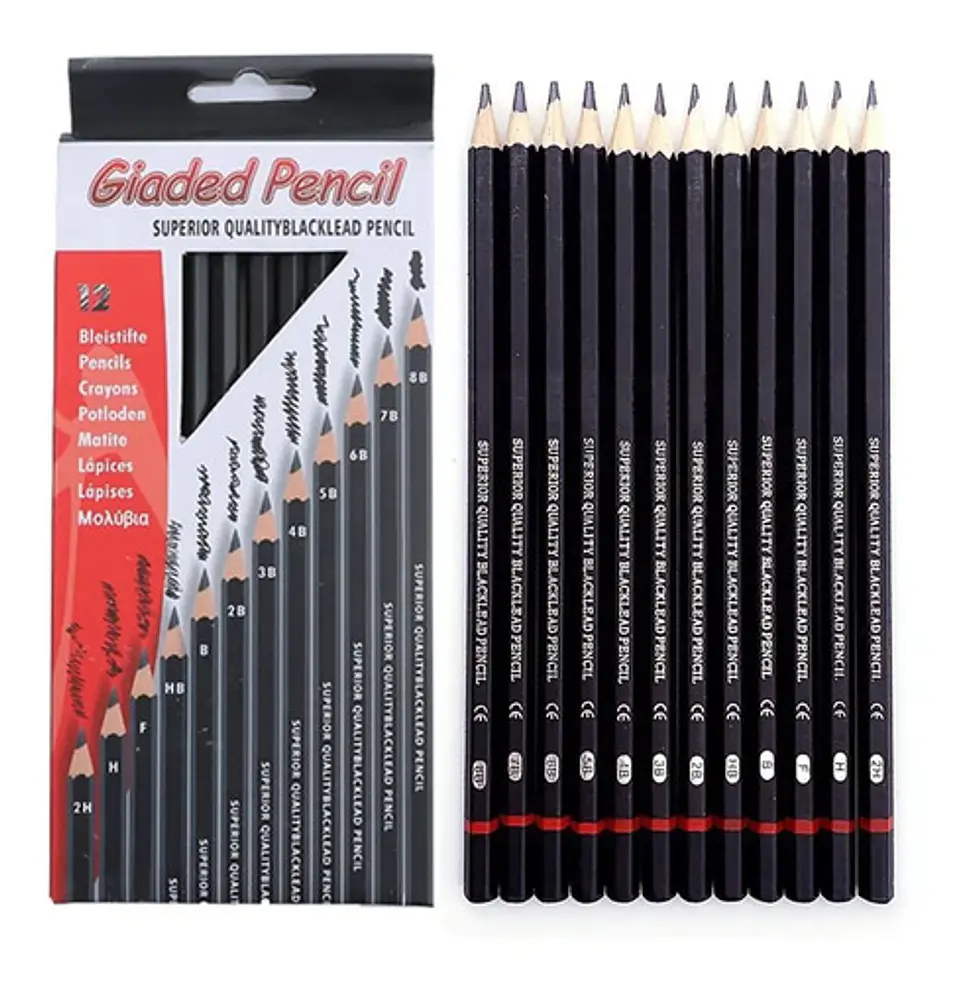 12 Lápices De Grafito De Dibujo Profesionales Sketching 1