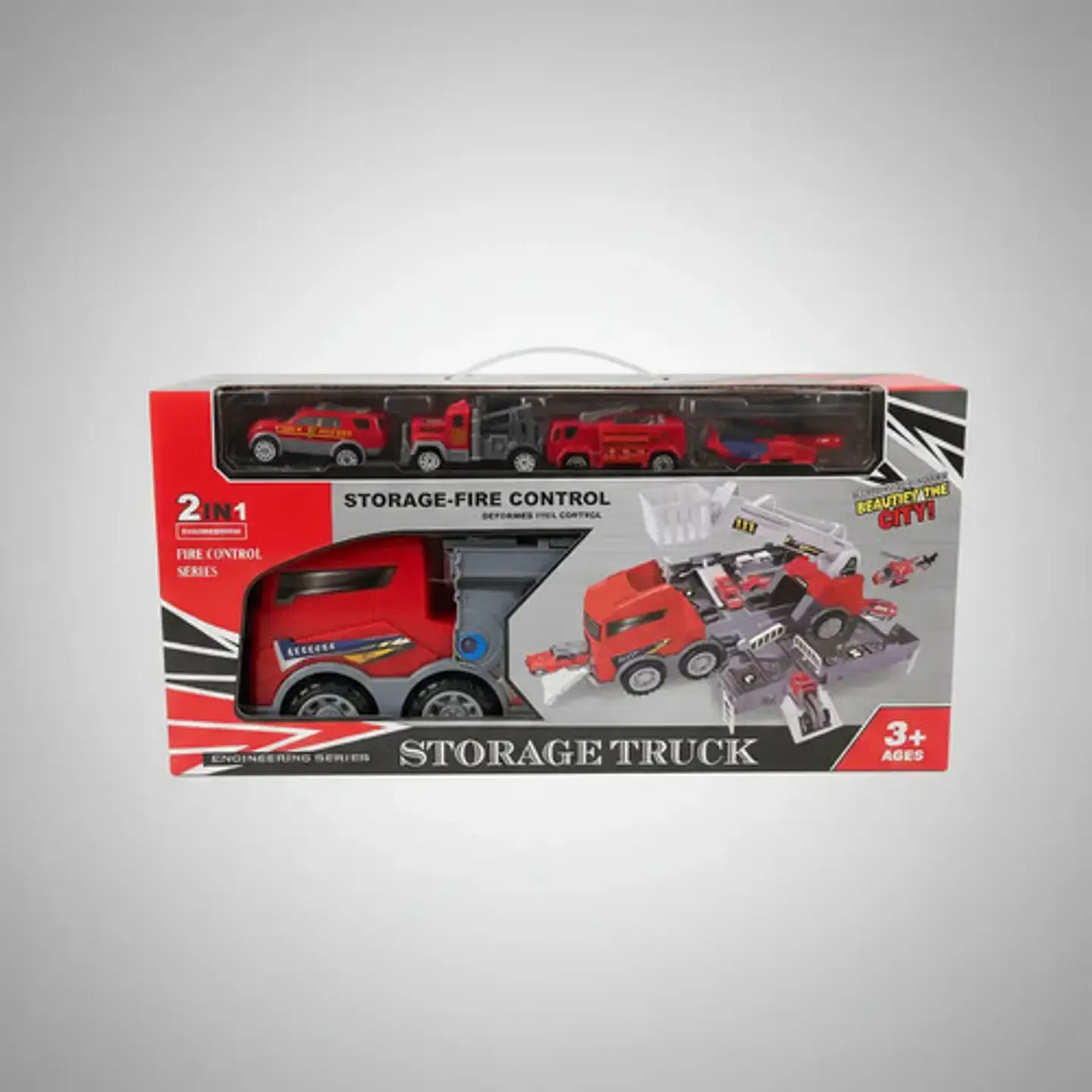 Mula Camion Construccion Tractomula Juguete 4 Vehiculos Color Rojo Personaje Carro Auto 3