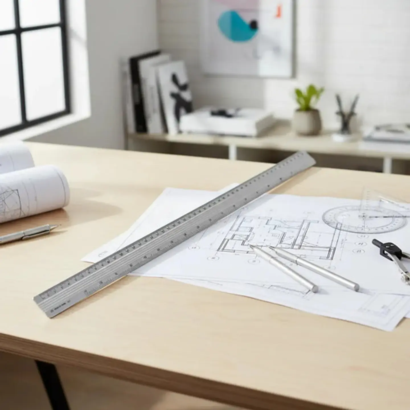 Regla Metálica 50 Cm Penmax En Aluminio Plateado 2