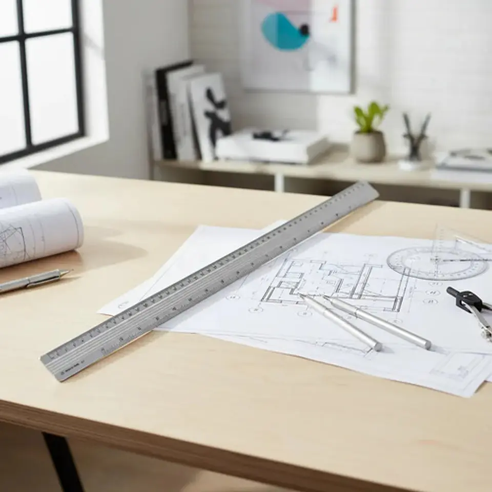 Regla Metálica 50 Cm Penmax En Aluminio Plateado 2
