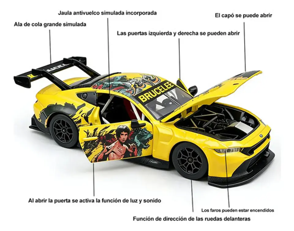 Carro A Escala Ford Mustang Gt3 Bruce Lee 1:24 Colección 3