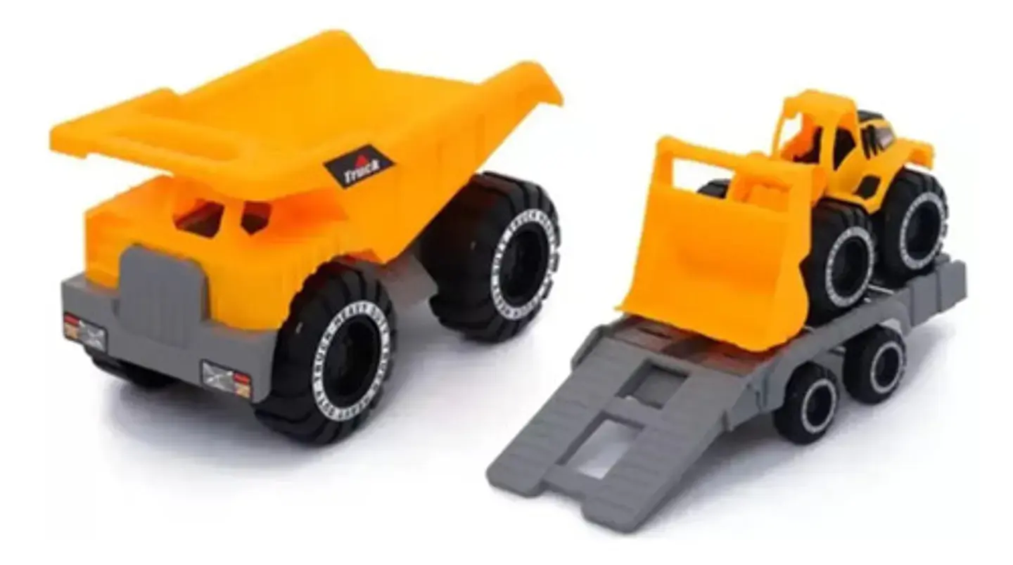 Camión Volqueta Con Remolque Mega Baby Vehiculos Camion Amarillo Set Camion 4