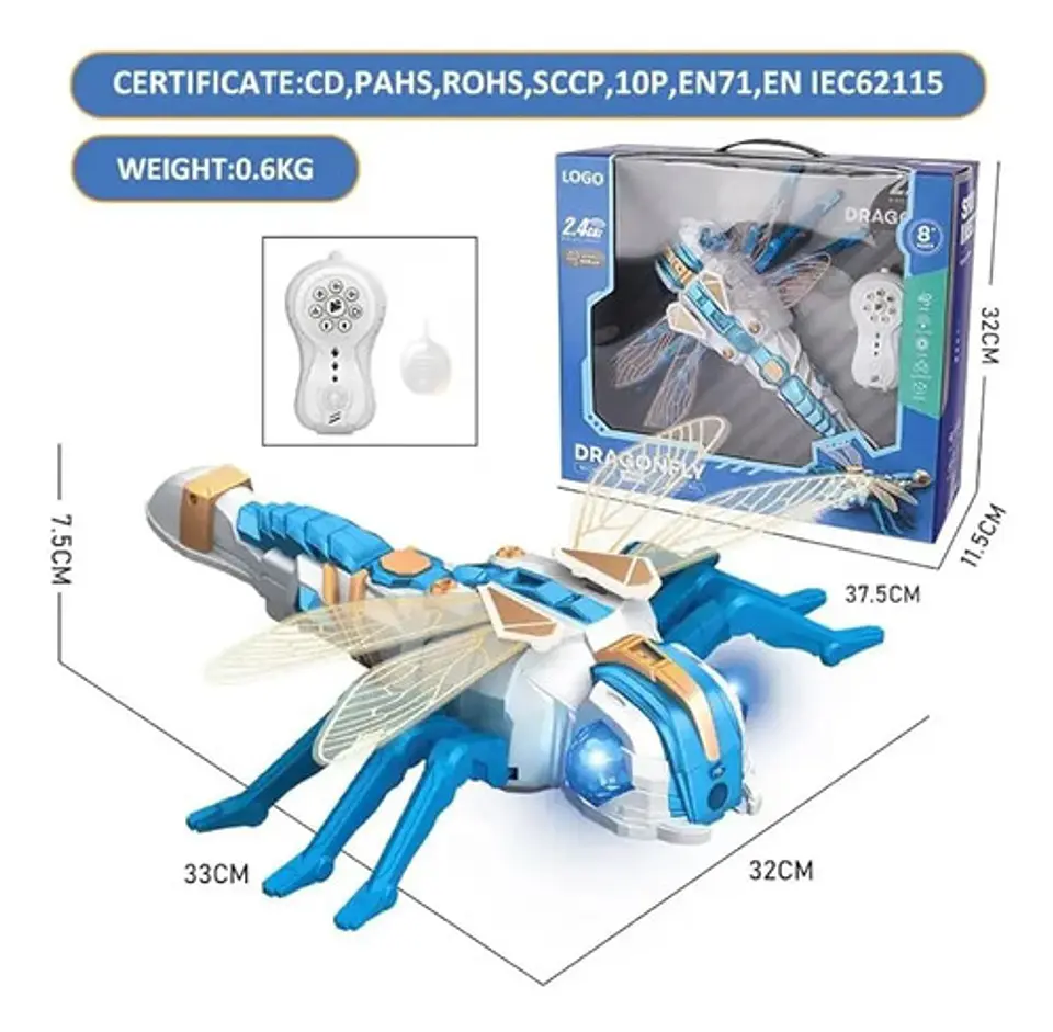 Juguete Libélula Robot Control Remoto Con Luces Y Sonido 4