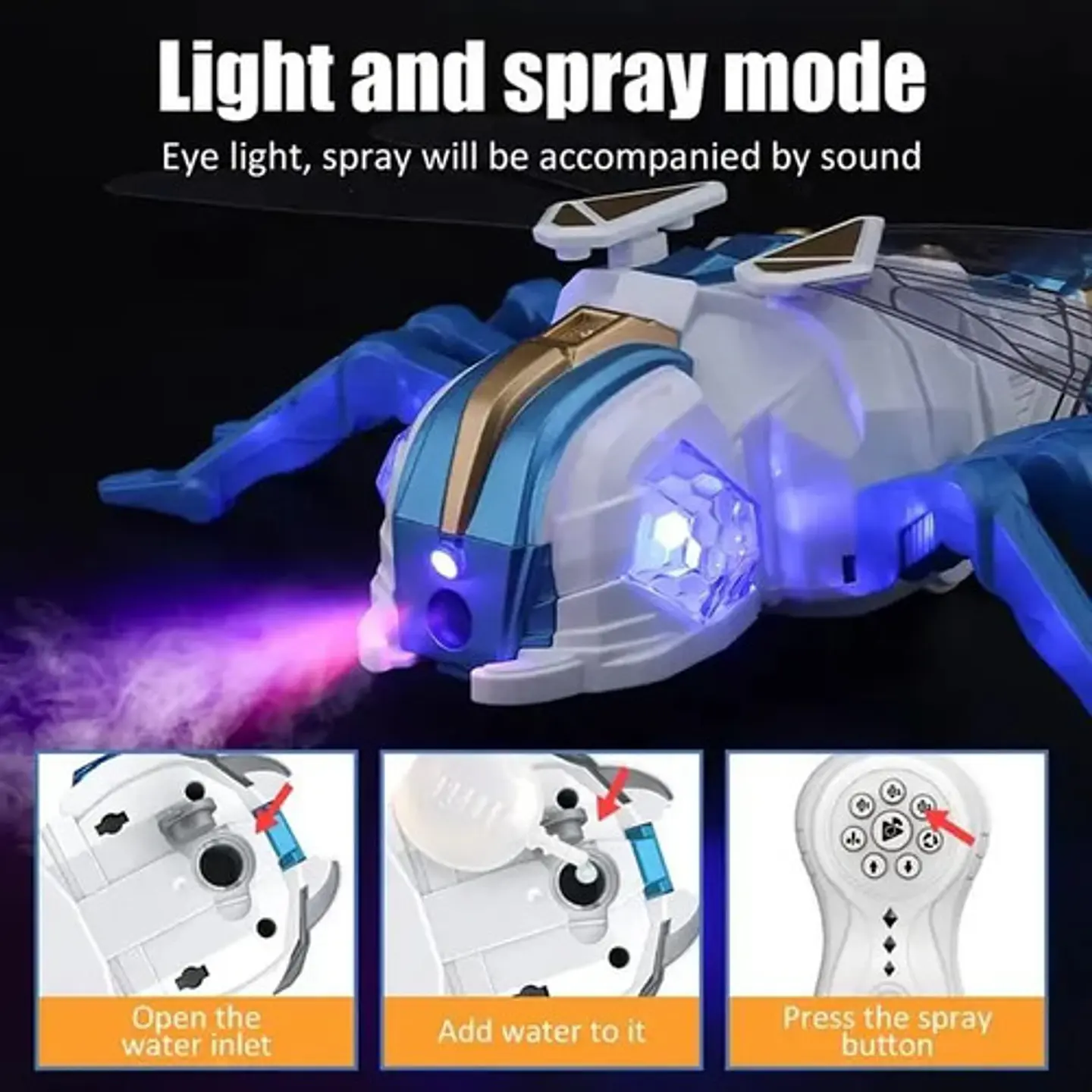 Juguete Libélula Robot Control Remoto Con Luces Y Sonido 6