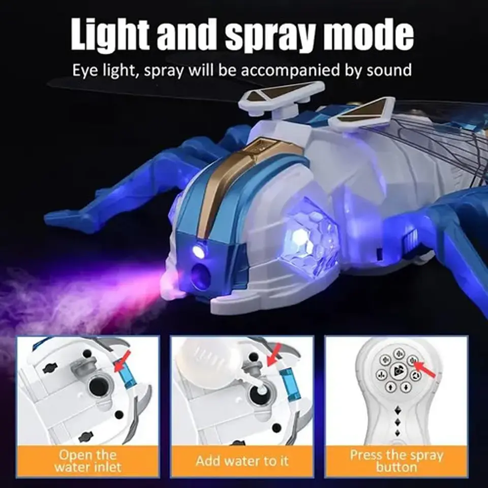 Juguete Libélula Robot Control Remoto Con Luces Y Sonido 6