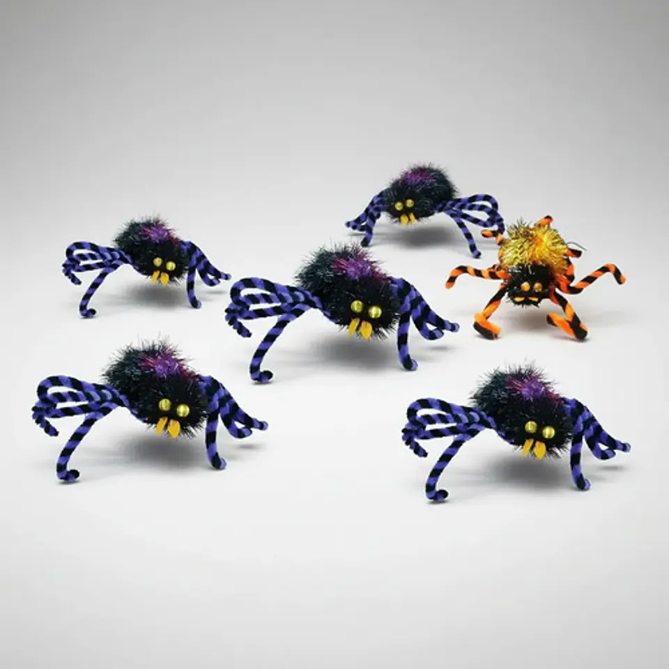 6 Arañas Surtidas Decorativa Halloween Peluda Adorno Fiesta 5