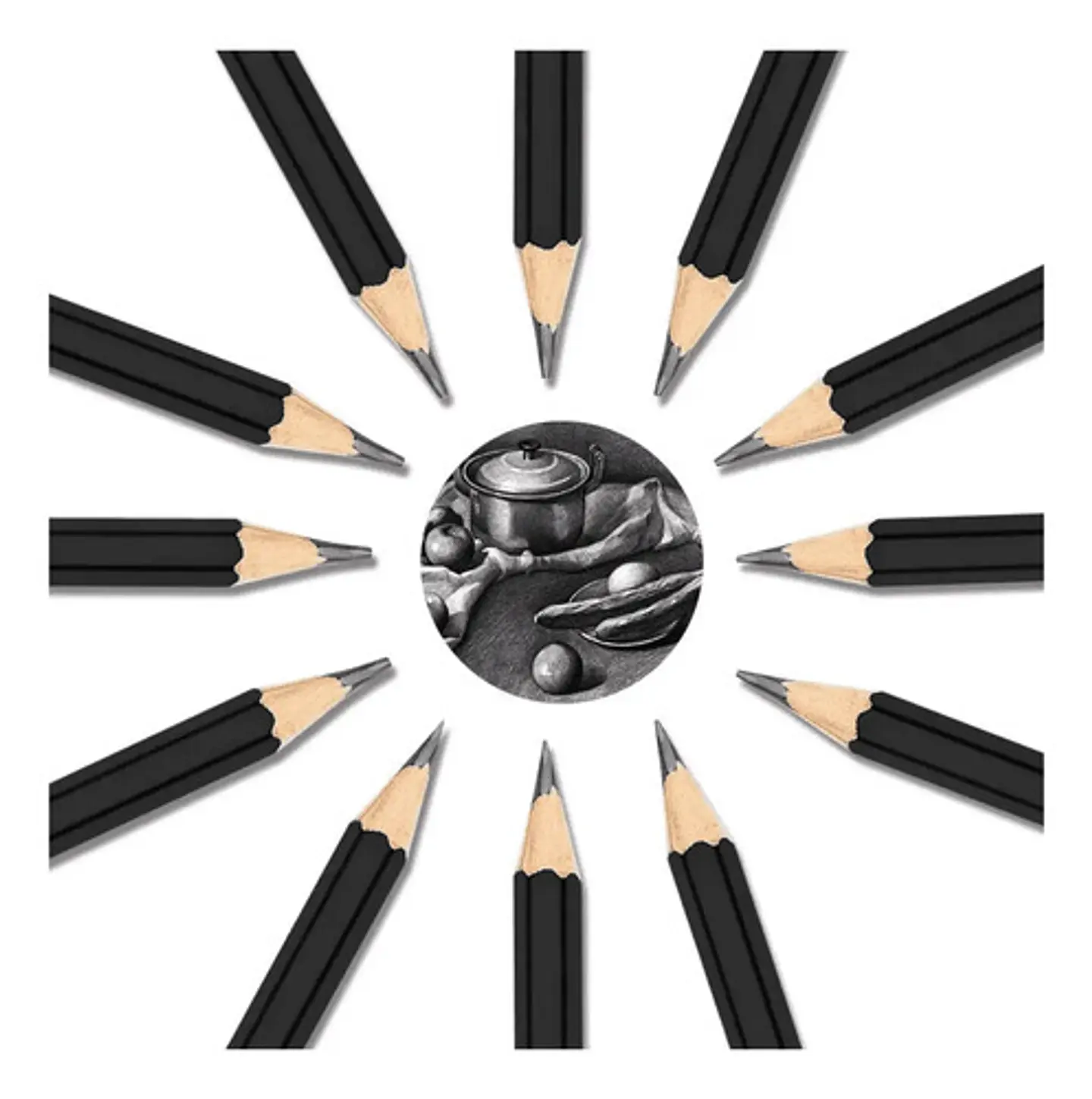 Set De 12 Lápices De Dibujo Profesionales Negros 2