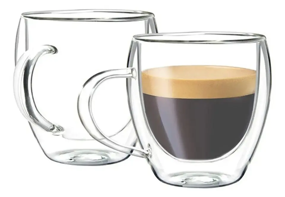 Taza Café Doble Pared Borosilicato 150ml Cafetería Pocillo 1