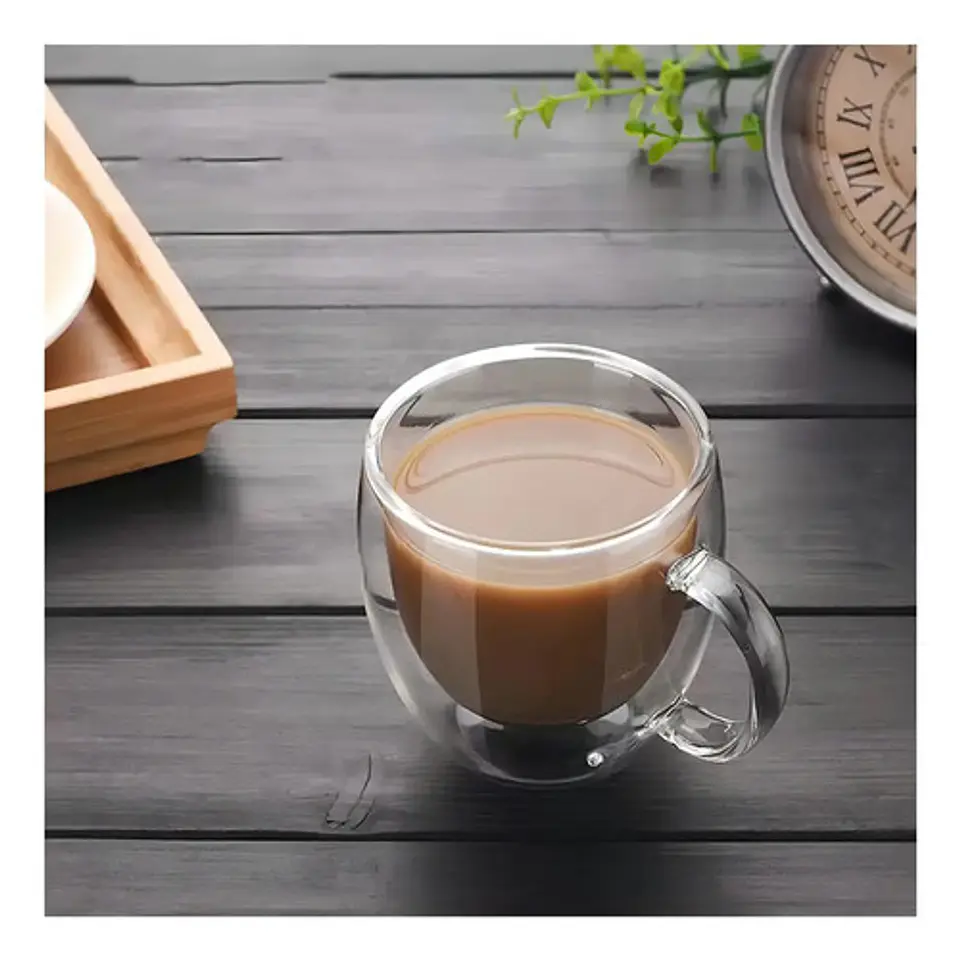 Taza Café Doble Pared Borosilicato 150ml Cafetería Pocillo 2