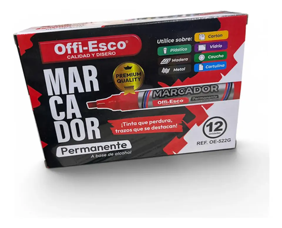 Marcador Permanente Offi-esco Caja X 12 Und Oe-522g 1