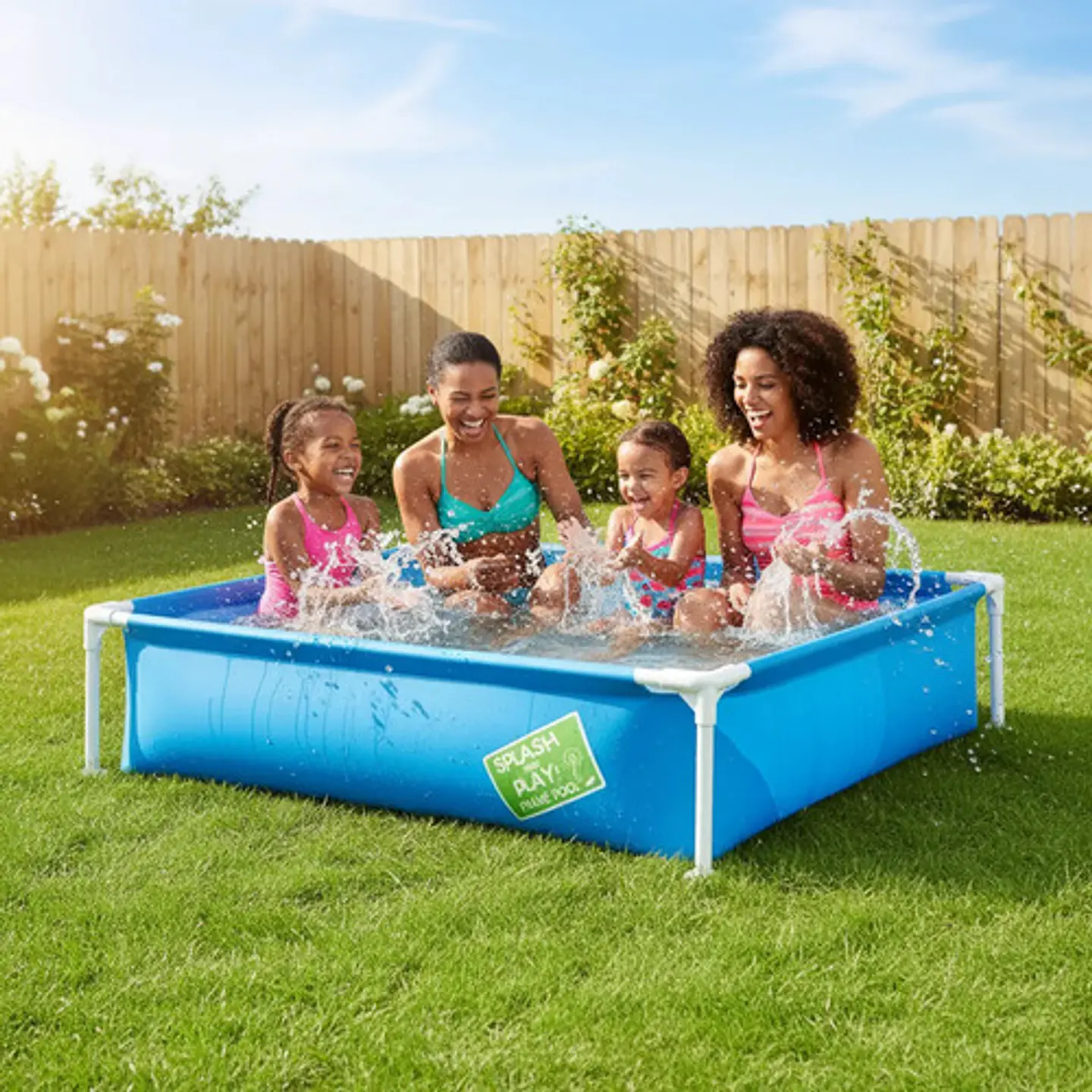 Pileta De Lona Niños Cuadrada Bestway My First Frame Pool Color Celeste 4